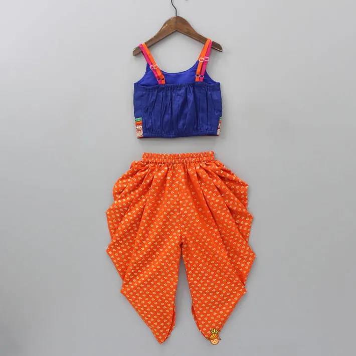 Online Dark Blue Top And Orange Dhoti Ethnic Wear | Dhotis & Patialas