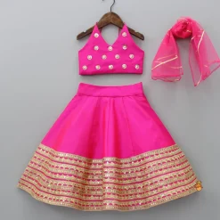 Online Dazzling Halter Neck Top With Sequins Work Lehenga And Dupatta Ethnic Wear | Lehengas & Ghagras