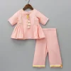 Outlet Diya Embroidered Peach Kurti And Pant Twinning Sets | Ethnic Wear