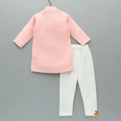 Best Diya Embroidered Peach Kurta And Churidar BOY Twinning Sets | Indian Ethnic Wear