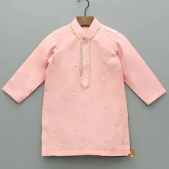 Best Diya Embroidered Peach Kurta And Churidar BOY Twinning Sets | Indian Ethnic Wear