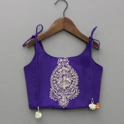 Online Dori Embroidered Purple Strappy Top And Stylish Layered Lehenga Ethnic Wear | Lehengas & Ghagras