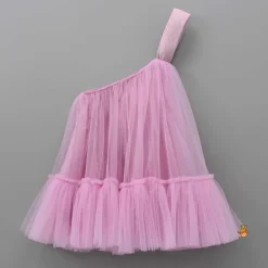 Online Dual Bow Enhanced Pink One Shoulder Dress Dresses & Sets | Dresses