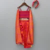 Outlet Dual Colour Top And Stylish Dhoti Skirt With Matching Cape And Hairband Ethnic Wear | Dhotis & Patialas