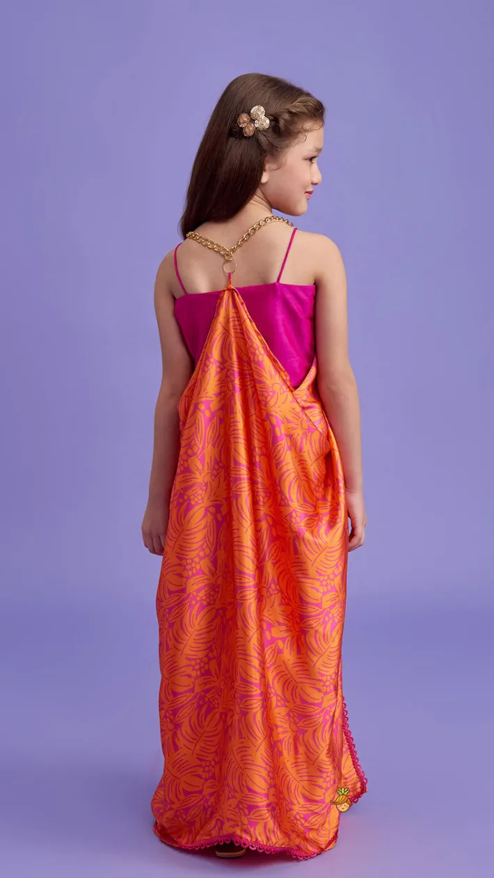 Outlet Dual Colour Top And Stylish Dhoti Skirt With Matching Cape And Hairband Ethnic Wear | Dhotis & Patialas