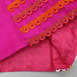 Outlet Dual Colour Top And Stylish Dhoti Skirt With Matching Cape And Hairband Ethnic Wear | Dhotis & Patialas