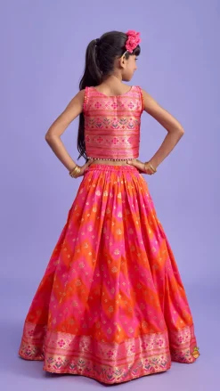 Online Dual Tone Brocade Embroidered Top And Lehenga Ethnic Wear | Lehengas & Ghagras