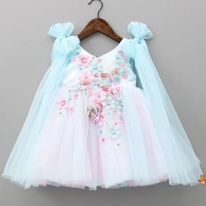 Outlet Dual Tone Butterflies And Flowers Embellished Dress Dresses & Sets | Dresses