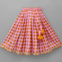Clearance Dual Tone Dot-Printed Top and Lehenga With Net Dupatta Ethnic Wear | Lehengas & Ghagras