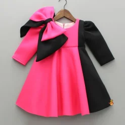Clearance Dual Tone Dress Wiith Bows Detailing Dresses & Sets | Dresses