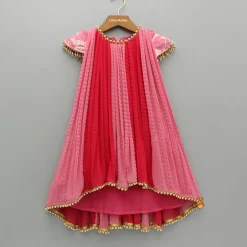Online Dual Tone Embroidered Cap Sleeves High Low Kurti Ethnic Wear | Kurtis & Jumpsuits