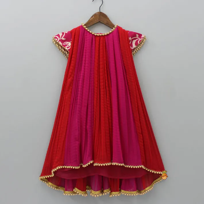 Clearance Dual Tone Embroidered Cap Sleeves Kurti Ethnic Wear | Kurtis & Jumpsuits
