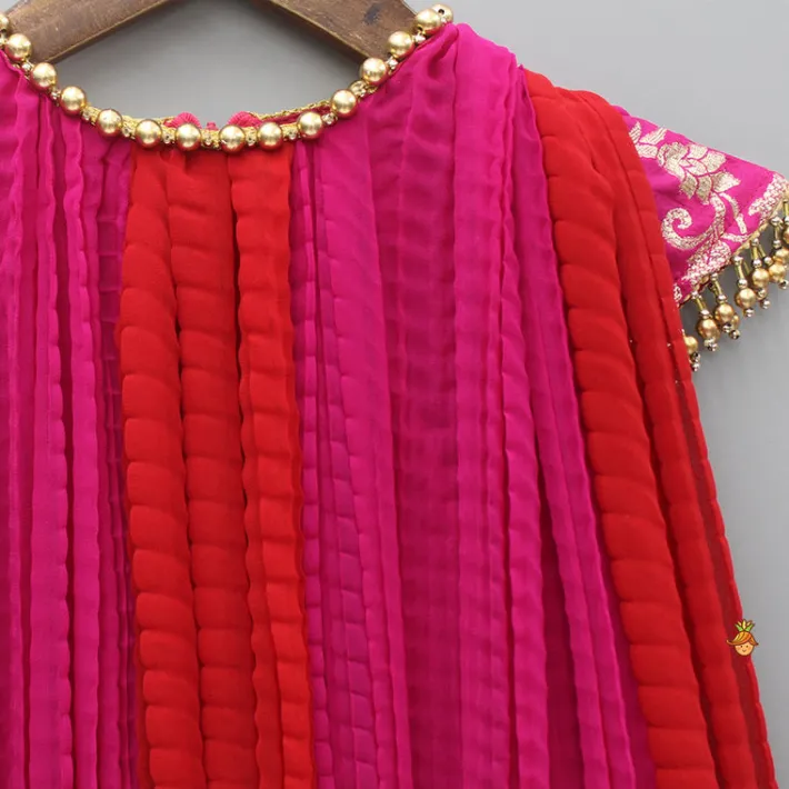 New Dual Tone Embroidered Cap Sleeves Kurti Ethnic Wear | Kurtis & Jumpsuits