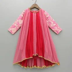 Fashion Dual Tone Embroidered Sleeves High Low Kurti Ethnic Wear | Kurtis & Jumpsuits