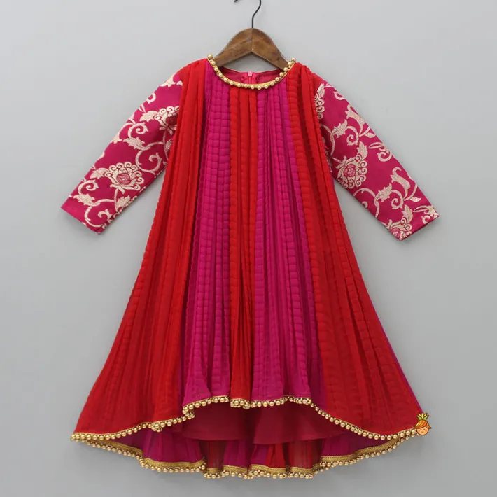 Best Dual Tone Embroidered Sleeves Kurti Ethnic Wear | Kurtis & Jumpsuits