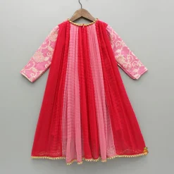 Discount Dual Tone Embroidered Sleeves High Low Kurti Ethnic Wear | Kurtis & Jumpsuits