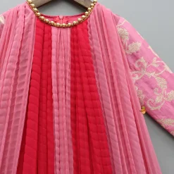 Discount Dual Tone Embroidered Sleeves High Low Kurti Ethnic Wear | Kurtis & Jumpsuits