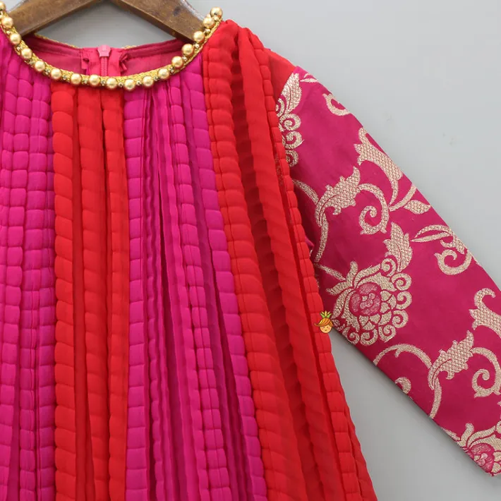 Best Dual Tone Embroidered Sleeves Kurti Ethnic Wear | Kurtis & Jumpsuits