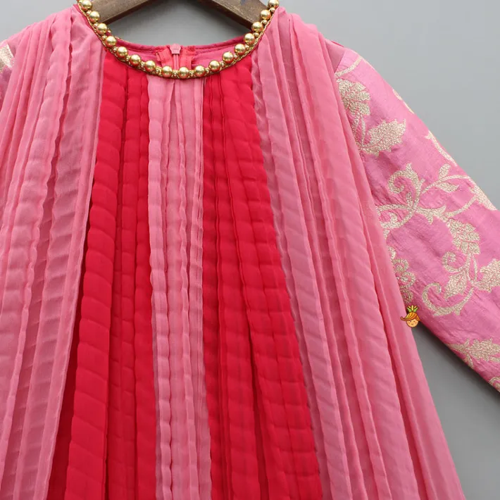 Fashion Dual Tone Embroidered Sleeves High Low Kurti Ethnic Wear | Kurtis & Jumpsuits