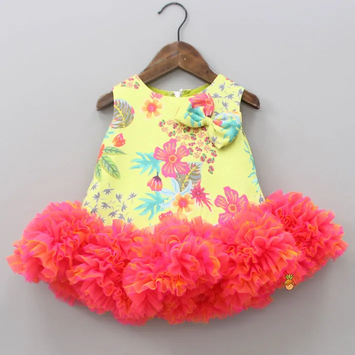 Clearance Dual Tone Printed Dress With Ruffle Hem Dresses & Sets | Dresses