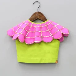 Hot Dual Tone Scalloped Flap Top And Contrasting Hem Lehenga Ethnic Wear | Lehengas & Ghagras