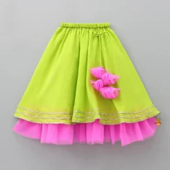 Hot Dual Tone Scalloped Flap Top And Contrasting Hem Lehenga Ethnic Wear | Lehengas & Ghagras