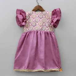 Discount Dusty Rose Pink Fringes Lace Detailed Printed Kurti Ethnic Wear | Kurtis & Jumpsuits