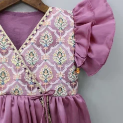 Discount Dusty Rose Pink Fringes Lace Detailed Printed Kurti Ethnic Wear | Kurtis & Jumpsuits