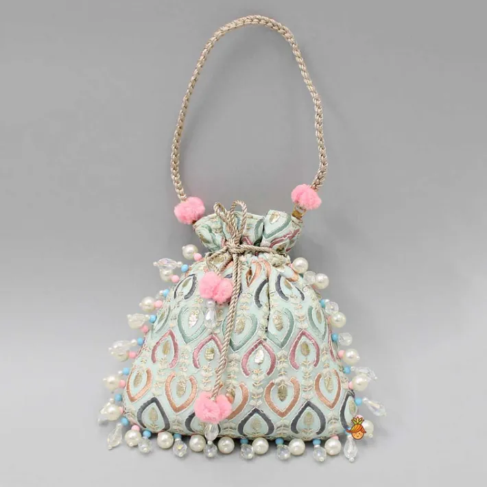 Outlet Elegant Embroidered Braided String Potli Bag Bags