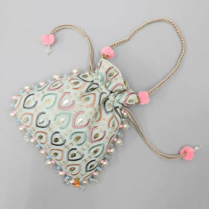 Outlet Elegant Embroidered Braided String Potli Bag Bags