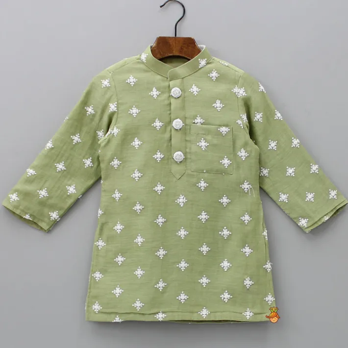Discount Elegant Green Embroidered Kurta And Dhoti BOY Indian Ethnic Wear | Ethnic Sets