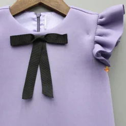 Best Elegant Lavender Ruffle Dress With Matching Sling Bag Dresses & Sets | Dresses