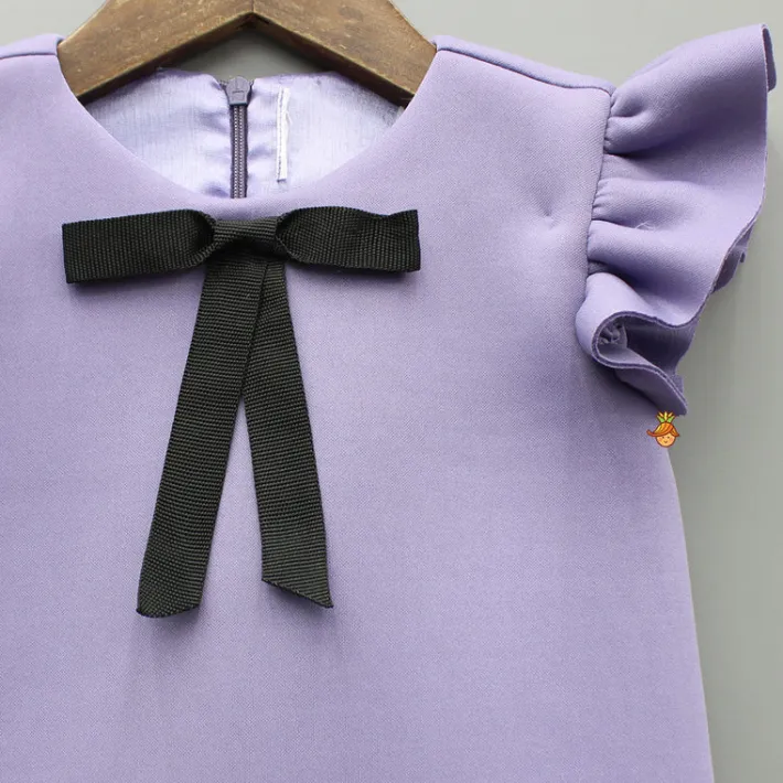 Best Elegant Lavender Ruffle Dress With Matching Sling Bag Dresses & Sets | Dresses