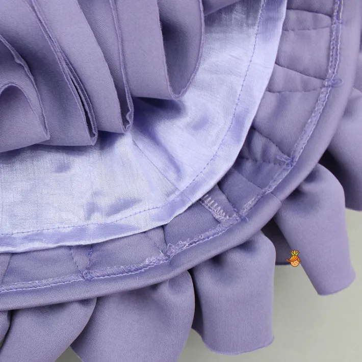 Best Elegant Lavender Ruffle Dress With Matching Sling Bag Dresses & Sets | Dresses