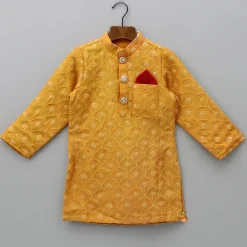 Fashion Elegant Orange Embroidered Kurta And Dhoti BOY Indian Ethnic Wear | Ethnic Sets