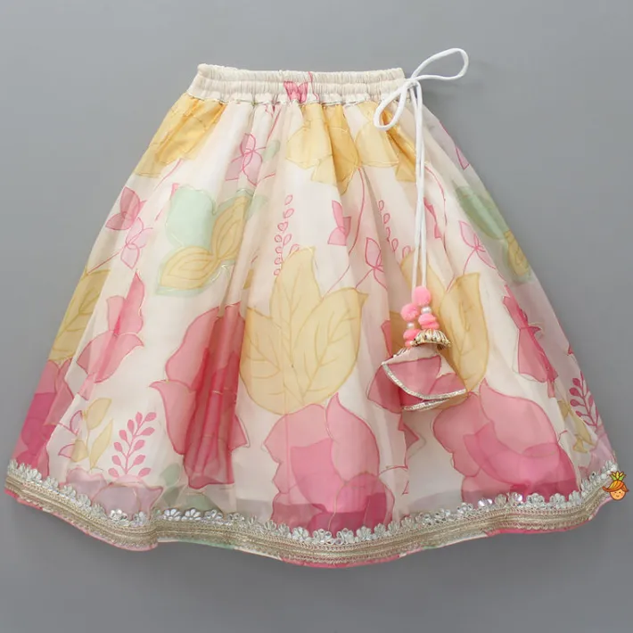 Online Elegant Organza Floral Printed Stylish Top With Lehenga Ethnic Wear | Lehengas & Ghagras