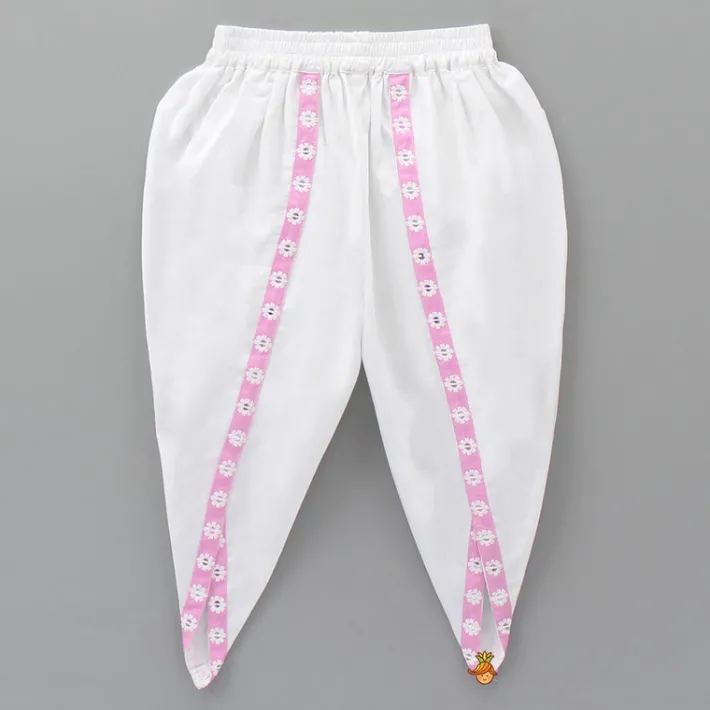 Fashion Elegant Pink Kurti And Dhoti Pant With Net Dupatta Ethnic Wear | Dhotis & Patialas