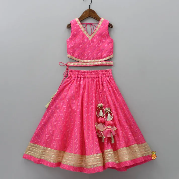 Best Elegant Pink Top And Fringes Tassels Detail Lehenga With Matching Dupatta Ethnic Wear | Lehengas & Ghagras
