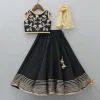 Clearance Elegant Pleated Black Top And Gota Lace Work Flared Lehenga With Beige Dupatta Ethnic Wear | Lehengas & Ghagras