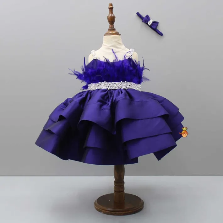 Outlet Elegant Purple Layered Dress With Matching Detachable Bow And Head Band Dresses & Sets | Dresses