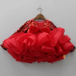 Outlet Elegant Red Sequined Bow Dress Dresses & Sets | Dresses