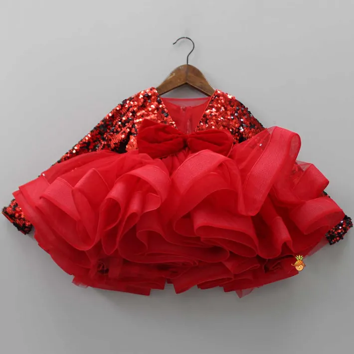 Outlet Elegant Red Sequined Bow Dress Dresses & Sets | Dresses