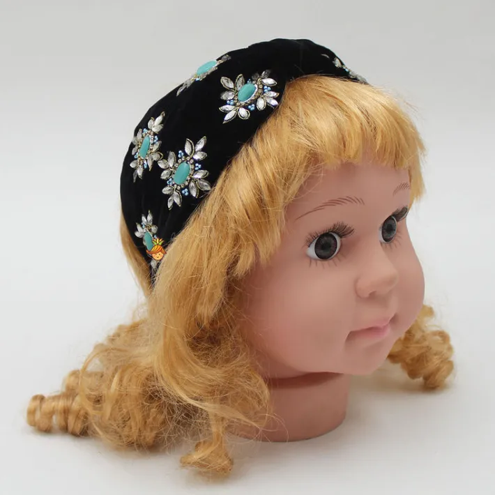 Sale Elegant Stones And Beads Embellished Black Hair Band Hair Accessories | Hair Bands