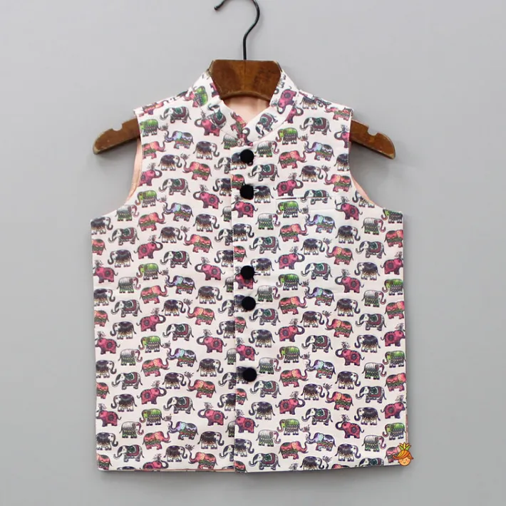 Clearance Elephant Printed Multicoloured Jacket BOY Indian Ethnic Wear | Ethnic Jackets