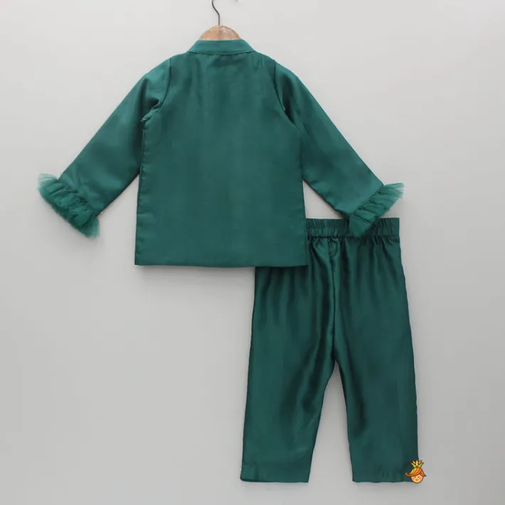 Hot Embellished Green Blazer Style Top With Pant Dresses & Sets | Sets
