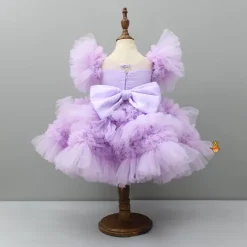 Best Embellished Layered Lilac Dress With Detachable Trail And Bow With Swirled Bowie Headband Dresses & Sets | Dresses