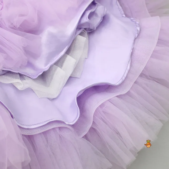 Best Embellished Layered Lilac Dress With Detachable Trail And Bow With Swirled Bowie Headband Dresses & Sets | Dresses