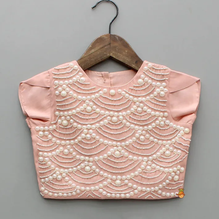 Fashion Embellished Peach Top And Brocade Lehenga Ethnic Wear | Lehengas & Ghagras