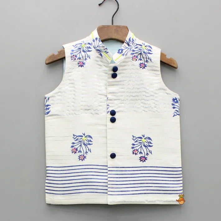 Outlet Embellished Printed Chanderi Jacket BOY Twinning Sets | Indian Ethnic Wear