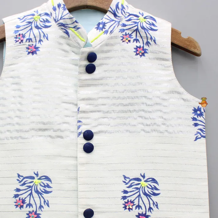 Outlet Embellished Printed Chanderi Jacket BOY Twinning Sets | Indian Ethnic Wear